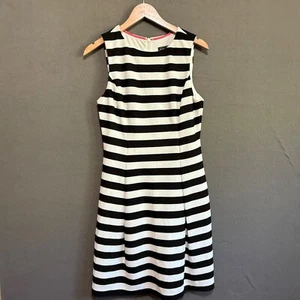 Jessica Howard Black White Sleeveless Textured Striped Fit & Flare Dress Size 10 - Picture 1 of 13