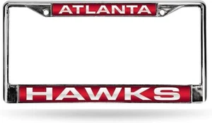 Atlanta Hawks NBA Chrome Metal Laser Cut License Plate Frame - Picture 1 of 7