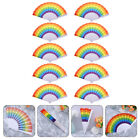  10 Pcs Rainbow Folding Fan Plastic Silk Exquisite Dancing Fans