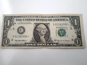 January 18, 1992 (C01181992*) $1 1999 Fancy Serial Number Birthday Star Note - Picture 1 of 2