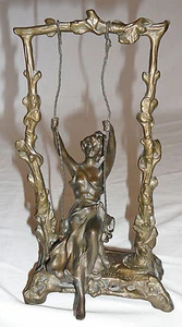 Bronze girl on a swing, Art Nouveau style, made by Andrea By Sadek, artist stamp - Picture 1 of 2