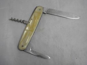 Vintage German  SOLINGEN pocketknife w cork screw and  Mother of Pearl handle