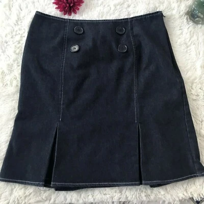 NINE & COMPANY MUJER FALDA VAQUERA PLISADA HASTA LA RODILLA AZUL OSCURO TALLA 10 Foto 1 de 4