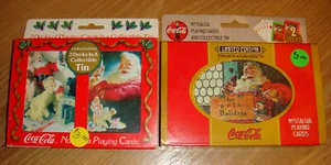 1996 1998 Coca-Cola Santa Claus Playing Cards Christmas In Tin Vintage New - Picture 1 of 3