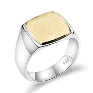 Anello Uomo Donna Argento 925 Chevalier Turco Quadrato Sigillo Oro Fede Medioevo - Foto 1 di 8