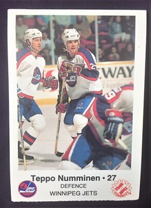 1988-89 Original Winnipeg Jets, Police-Kinsmen, Hockey Card, #27 Teppo Numminen