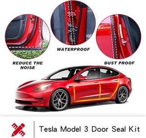 Door Seal Strip Kit Rubber Weather Draft Wind Noise Reduction For tesla model 3 - Picture 1 of 10
