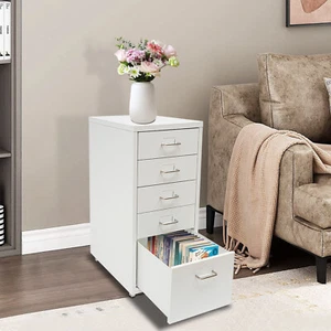 5 Drawers White Dresser Wooden Storage Dressers Chests of Drawers for Bedroom - Picture 1 of 23