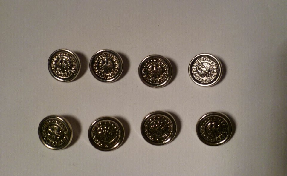 8 PZ BOTTONI CAMICIA AUSTRIA - TIROLO COLOR ARGENTO LUCIDO DIAMETRO 1,2 CM - Immagine 1 di 1