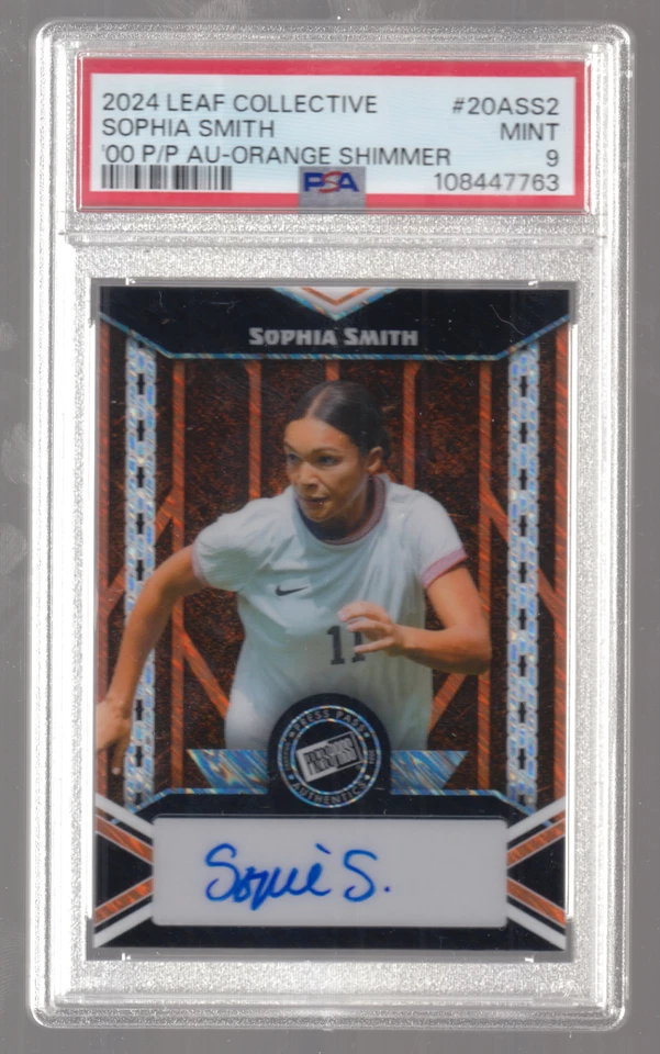 2024 LEAF COLECTIVE SOPHIA SMITH NARANJA BRILLO PASE DE PRENSA AUTOMÁTICO/8 PSA 9 Foto 1 de 1