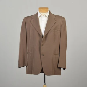 Large 1930s Mens Brown Suit Jacket Jetted Pocket Botany 500 Wool Blazer - Picture 1 of 10
