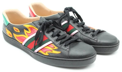 Gucci Ace Embroidered Sneaker Flame Black Red Green Orange Sneakers - Image 1 of 4