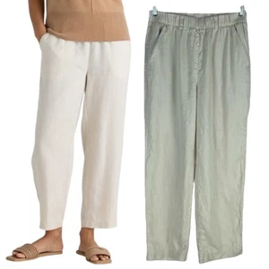 Quince 100% European Linen Crop Pants Elastic Band Sand Beige Women Size XS - Picture 1 of 9