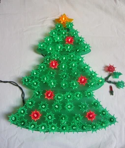 Electric Light-up Xmas Tree Wall Window display decoration 14" tall 73 lights - Picture 1 of 17