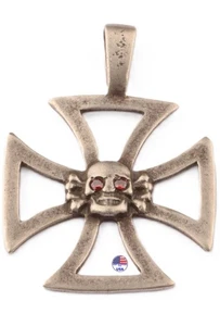 800 Silber Templer Totenkopf Knochen Anhänger Rubin Ritter Eisernes Kreuz Deutsch 1.WK WK - Bild 1 von 13