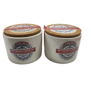 Trader Joes Portuguese Flor de Salt Cellars Only Portugal Ceramic Set 2 Rare - Picture 1 of 12