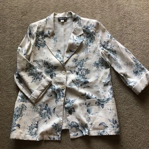 Vintage Sag Harbor Damen 16 Leinen Blumen Blazer leichte Jacke Anzug Mantel - Bild 1 von 8
