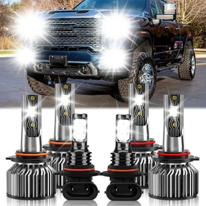 6Pcs LED Headlight Bulb + Fog Light Kit 6500K White For GMC Sierra 3500 2003-06 - Foto 1 di 11