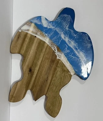 Unbranded Turtle Charcuterie Board Epoxy Resin Ocean Hues Unique Shape Design - Image 1 of 4