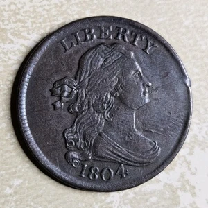 1804 Draped Bust Half Cent Spiked Chin C-6 Extremely Fine XF Or AU About Unc - Picture 1 of 11