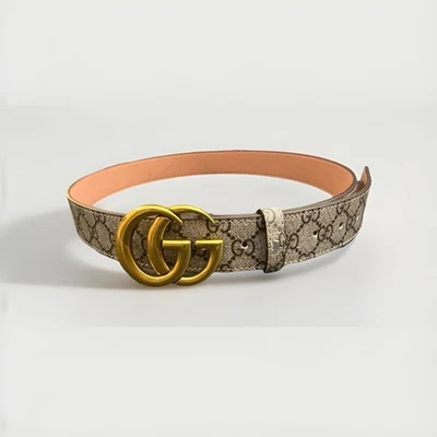 Cinturón Gucci Hebilla Dorada Marrón Monograma Talla 35-37 Foto 1 de 2