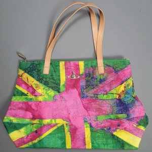 VIVIENNE WESTWOOD Large Canvas Tote Bag Union Jack Shopper - Picture 1 of 10