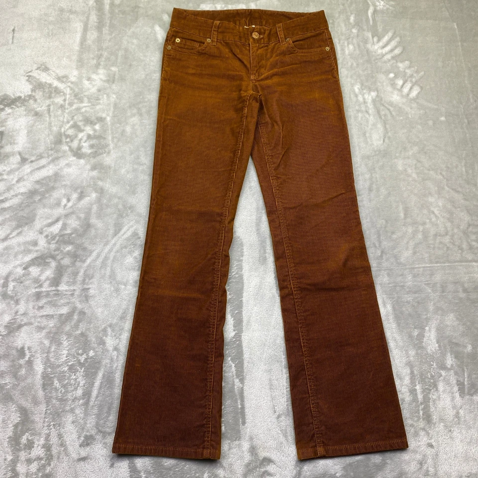J. Pantalones de pana Crew para mujer marrón corte bota acampanado ajuste favorito talla 00s se adapta a 28" Foto 1 de 4