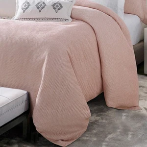 HiEnd Accents Jolie Queen Duvet Cover, Pink Textured Chenille Bedding, Boho C... - Picture 1 of 6