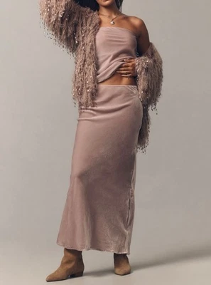 Anthropologie Tilda Maxi Falda Sin Mangas y Top Sin Tirantes Edición Terciopelo Talla S Foto 1 de 4