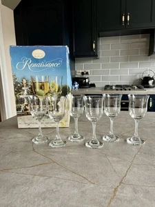 Set of 6 Vintage Coloroll Renaissance Barley Twist Stem Wine Glasses - Picture 1 of 15