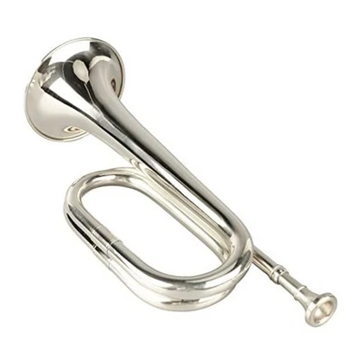 Trompeta de caballería de latón corneta militar con boquilla para principiantes plateada Foto 1 de 4