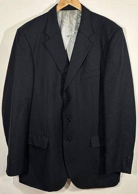 Jaqueta formal vintage AQUASCUTUM masculina 46L blazer sob medida lã pura preta anos 90 - Imagem 1 de 4