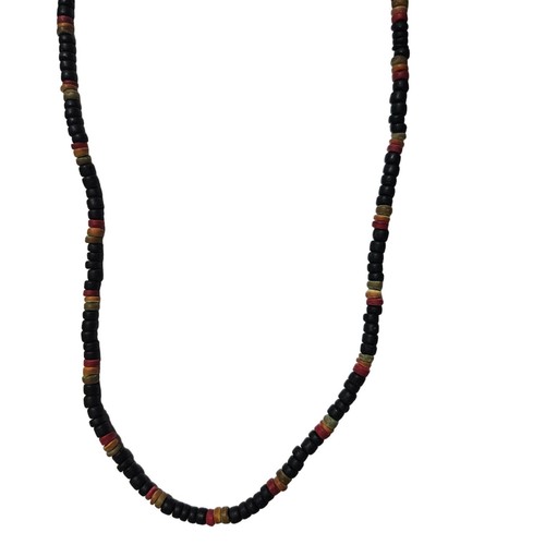 VETEMENTS Collana di perline nere boho artigianale accenti rossi gialli gioielli moda unisex