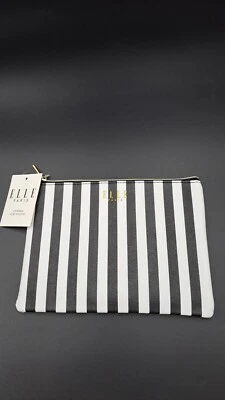 Bolso de Maquillaje Bolsa Plana con Cremallera Blanco y Negro Elle Paris Nuevo con Etiquetas Foto 1 de 4