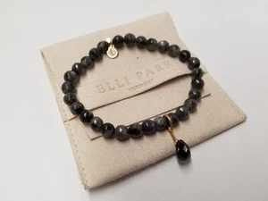 Elli Parr "Royal" Black Onyx Teardrop Charm Labradorite Beaded Bracelet - Picture 1 of 4