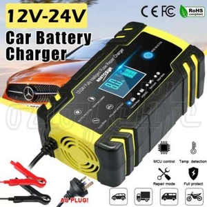 12V/24V 8A Smart Battery Charger LCD Automatic Repair 4WD Car Boat Caravan Truck - Picture 1 of 12