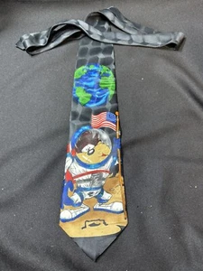 VTG 90s Looney Toons Tasmanian Devil Tie Warner Bros Necktie Space Planet ๐บ๐ธ - Picture 1 of 5
