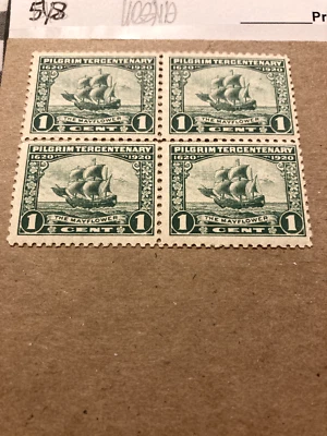 US Mint OG NH 1920 Pilgrims Tercentenary 548 Block of 4 Very Well Centered - Image 1 of 3