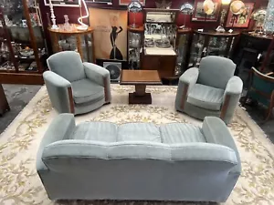 1930s Art Deco Club Lounge & Club Chairs - Picture 1 of 12