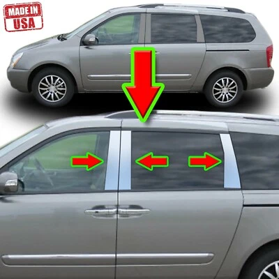 Chrome Pillar Trim for Kia Sedona 06-13 6pc Set Door Cover Mirrored Window Post - Image 1 of 4