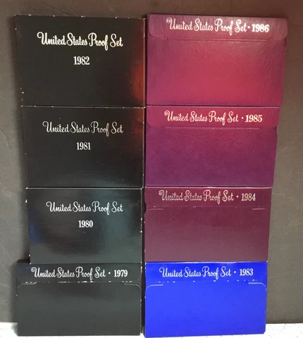 1979, 1980, 1981, 1982, 1983, 1984, 1985, 1986 U.S MINT PROOF SETS 44-COINS Cover