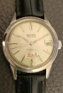 Gruen Precision Day of the Week - RARE! 1960's. Runs well - Picture 1 of 10