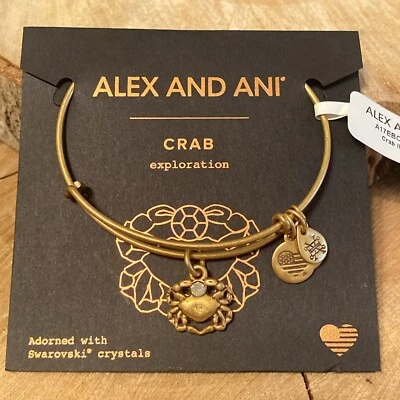 NUEVO CON ETIQUETAS Alex and Ani "CANGREJO" Swarovski Dije Oro Pulsera Ajustable con Etiqueta y Tarjeta Foto 1 de 4
