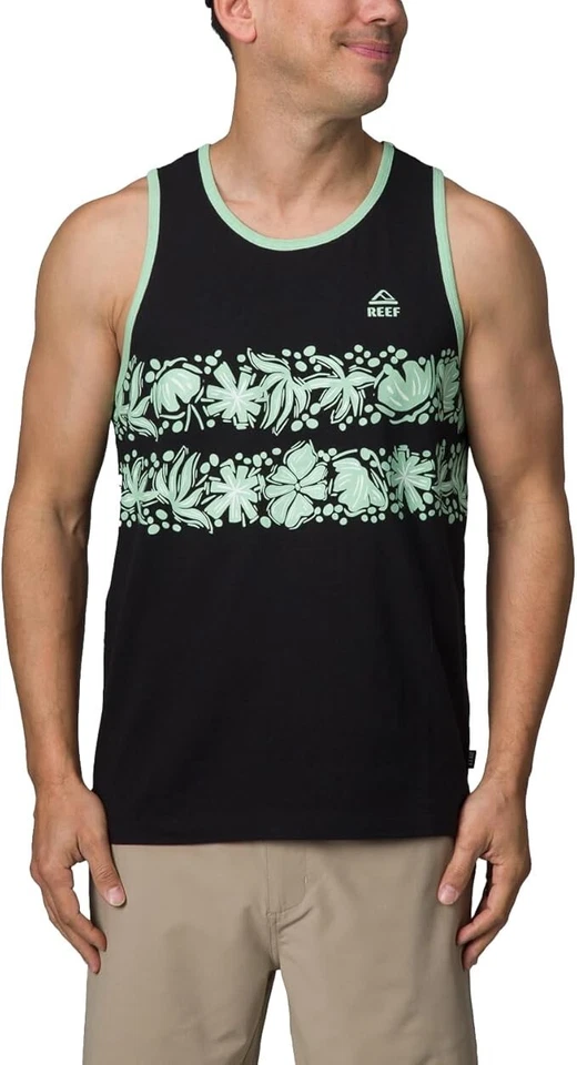 Camiseta sin mangas REEF estilo jersey floral Rory para hombre - Serigrafía Rory (caviar, grande) Foto 1 de 4