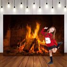 Merry Christmas Furnace Flame Wood Block Photography Background Prop