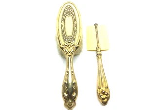 Juego de tocador Art Nouveau alemán plateado celuloide chapado en oro tocador antiguo de colección - Imagen 1 de 7