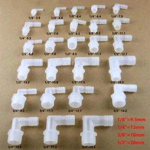 Manguera de tubo conector reductor de púas de plástico rosca macho de 90 grados de codo - Imagen 1 de 3