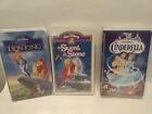 Lot of 3 Vintage Disney Masterpiece Collection VHS CINDERELLA LION KING