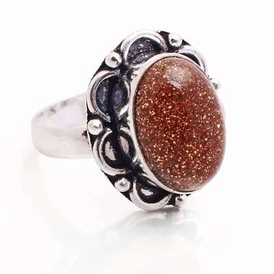 Sole IN Pietra Placcato Argento Handmade Gioielli Regalo Misura Anello US 8.25 - Immagine 1 di 3