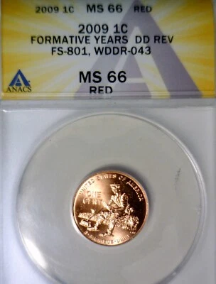 2009 ERROR ANACS MS66 WDDR #043 Lincoln Cent Coin Doubled Die Cherry Pck FS #801 - Image 1 of 4
